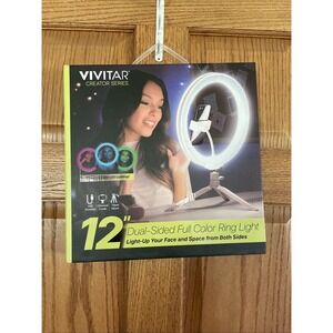 VIVITAR 12" Dual-Sided White/Full Color Light Ring--Tripod, Remote, Phone Cradle